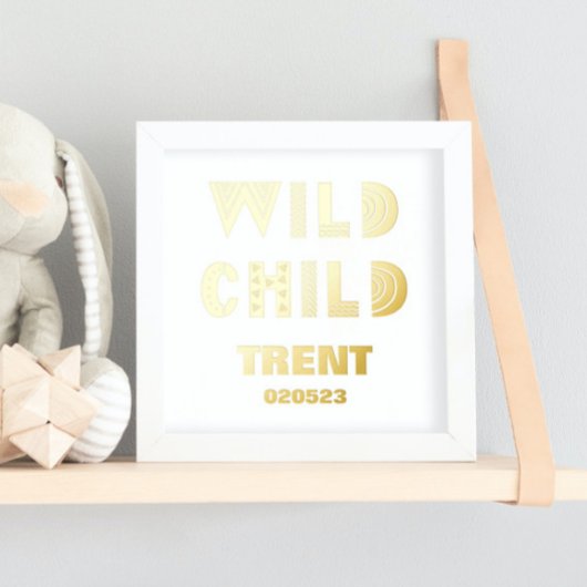 WILD KILD | NAAM DATUM EDITABLE TEKST GOLD FOLIE AFDRUKKEN