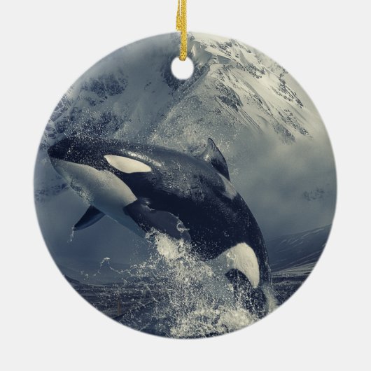 Wild Killer Whale Jumping Keramisch Ornament (Achterkant)
