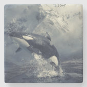 Wild Killer Whale Jumping Stenen Onderzetter (Voorkant)