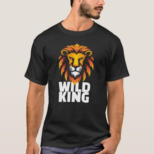 WILD KING Graphic T-shirt – Flat Lion Head Design (Voorkant)