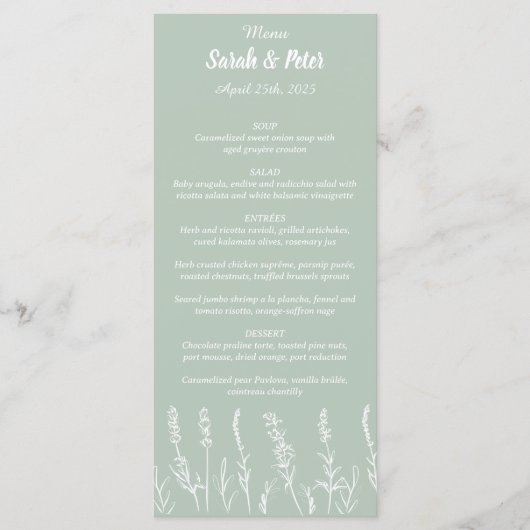 Wild Lavender Wedding Flat Menu (Voorkant)