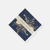 Wild Leaves Navy Blauw Bloemen Bruiloft Servet (Hoek)