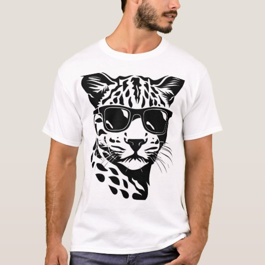 Wild Leopard Art T-Shirt – Bold Black & White Anim (Devant)