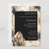 Wild Leopard Blond Vrouw Coat Animal Birthday Kaart (Voorkant)