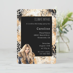 Wild Leopard Blond Vrouw Coat Animal Birthday Kaart