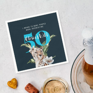 Wild Leopard Blue 50ste verjaardag Grappig Servet