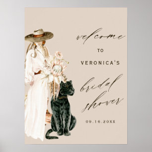 Wild Leopard Boho Lady Vrijgezellenfeest Welkom Poster