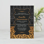 Wild Leopard en Fancy Damask Bachelorette Party Kaart (Staand voorkant)