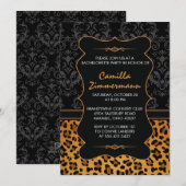 Wild Leopard en Fancy Damask Bachelorette Party Kaart (Voorkant / Achterkant)