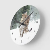 Wild Leopard in sneeuw Ronde Klok (Hoek)