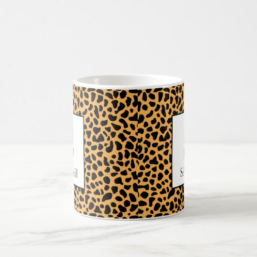 Wild Leopard Print Initial Custom Name Mug (Centre)