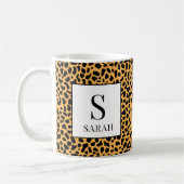 Wild Leopard Print Initial Custom Name Mug (Gauche)