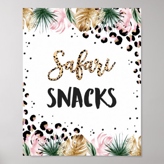 Wild Leopard Print Safari Snacks Birthday Sign (Voorkant)