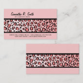 Wild Leopard Print Stripe Pink Visitekaartje (Voorkant / Achterkant)