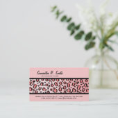 Wild Leopard Print Stripe Pink Visitekaartje (Staand voorkant)