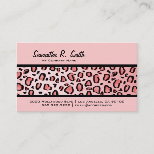 Wild Leopard Print Stripe Pink Visitekaartje (Voorkant)