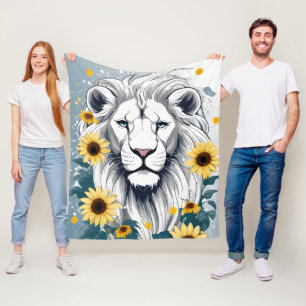 Wild Life Safari Afrikaanse Leeuw Zonnebloemen Ont Fleece Deken