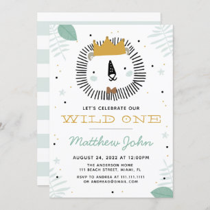 Wild Lion Birthday Party Invitation Kaart