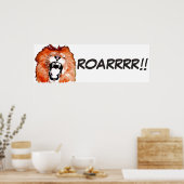 Wild Lion Pop Kunst Stripstijl Roar Script Poster (Keuken)
