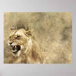Wild Lion Safari Oerwoud Kunstwerk Foto Poster