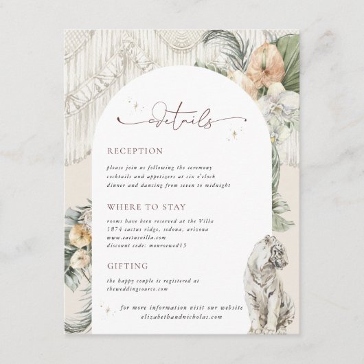 Wild Love | Boho Macrame Greenery Guest — Gegevens Informatiekaartje (Voorkant)