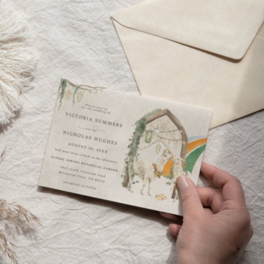 Wild Love | Boho Macrame Llama Greenery Wedding Kaart