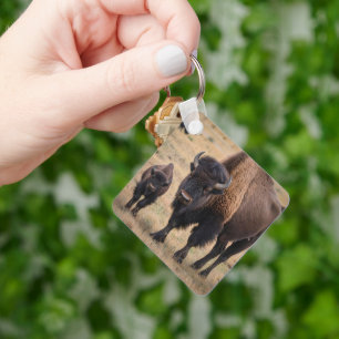 Wild Love: De bizon en haar kalf Sleutelhanger