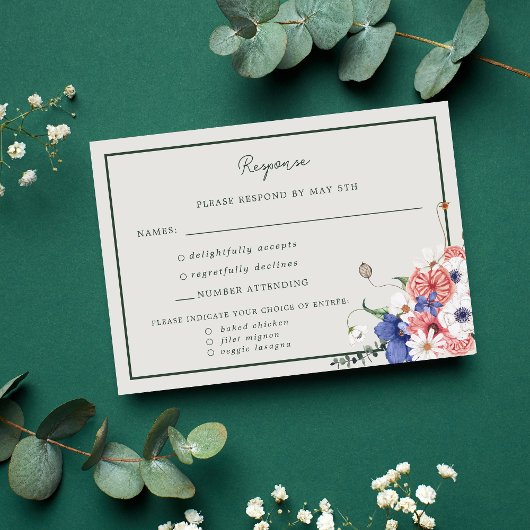 Wild Love Wildflower Boho Wedding Response Kaart
