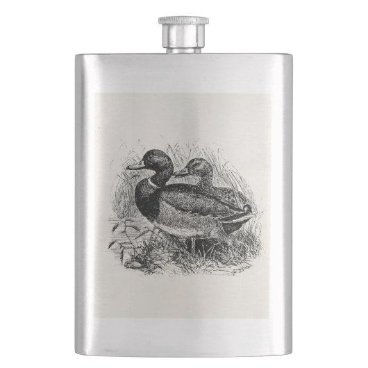 Wild Mallard Ducks Persoonlijke Sjabloon Heupfles (Voorkant)