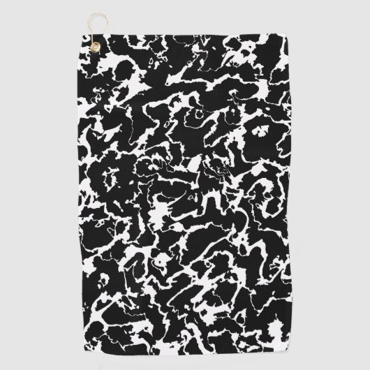 Wild Marble 3 - zwart en wit Golfhanddoek (Voorkant)