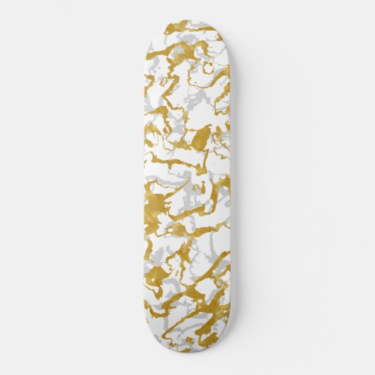 Wild Marble 9 - White en Gold, Grey Skateboard (Voorkant)