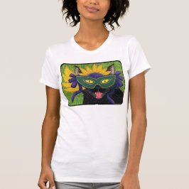 Wild Mardi Gras Cat Party New Orleans Mask Art Shi T-shirt