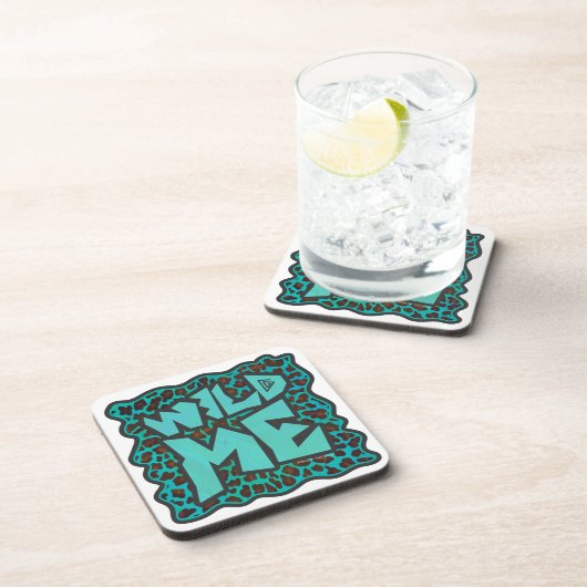 Wild Me Brown en Blauwgroen design van luipaarden Drankjes Onderzetter (Rechterzijde)