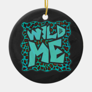 Wild Me Brown en Blauwgroen design van luipaarden Keramisch Ornament