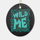 Wild Me Brown en Blauwgroen design van luipaarden Keramisch Ornament (Links)