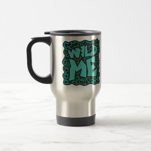 Wild Me Brown en Blauwgroen design van luipaarden Reisbeker (Links)