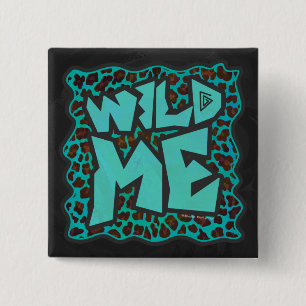 Wild Me Brown en Blauwgroen design van luipaarden Vierkante Button 5,1 Cm