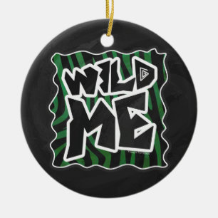 Wild me Green en Black Zebra Pattern Keramisch Ornament