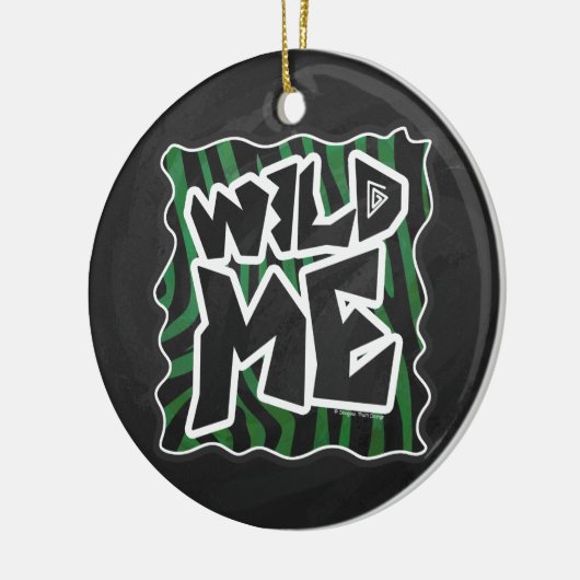 Wild me Green en Black Zebra Pattern Keramisch Ornament (Links)