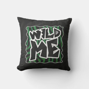 Wild me Green en Black Zebra Pattern Kussen