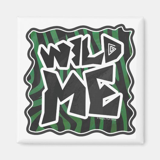 Wild me Green en Black Zebra Pattern Magneet (Voorkant)