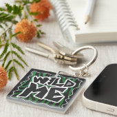 Wild me Green en Black Zebra Pattern Sleutelhanger (Voorkant Rechts)
