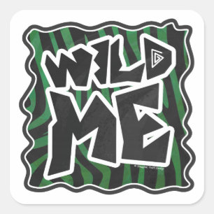 Wild me Green en Black Zebra Pattern Vierkante Sticker