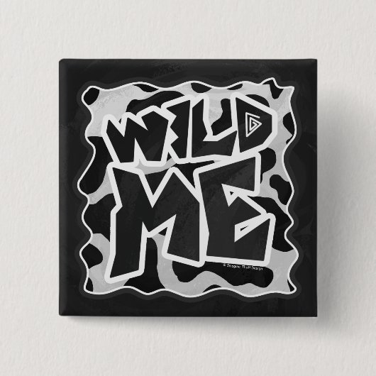 Wild Me Koe Black en White Vierkante Button 5,1 Cm (Voorkant)