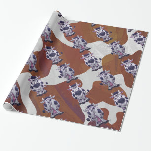 Wild me Koe Brown en White Print Cadeaupapier