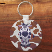Wild me Koe Brown en White Print Sleutelhanger (Voorkant)