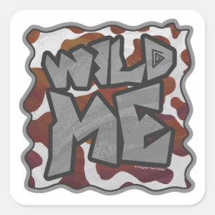 Wild me Koe Brown en White Print Vierkante Sticker