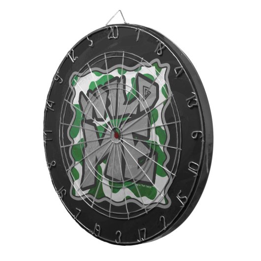 Wild me Koe Groene en Witte Druk Dartbord (Voorkant Rechts)