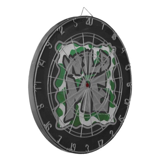 Wild me Koe Groene en Witte Druk Dartbord (Voorkant Links)