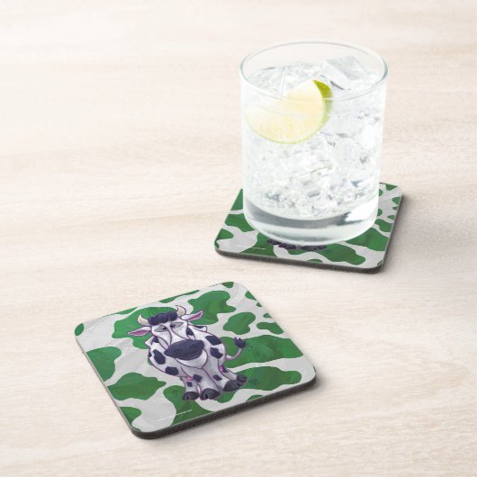 Wild me Koe Groene en Witte Druk Drankjes Onderzetter (Rechterzijde)